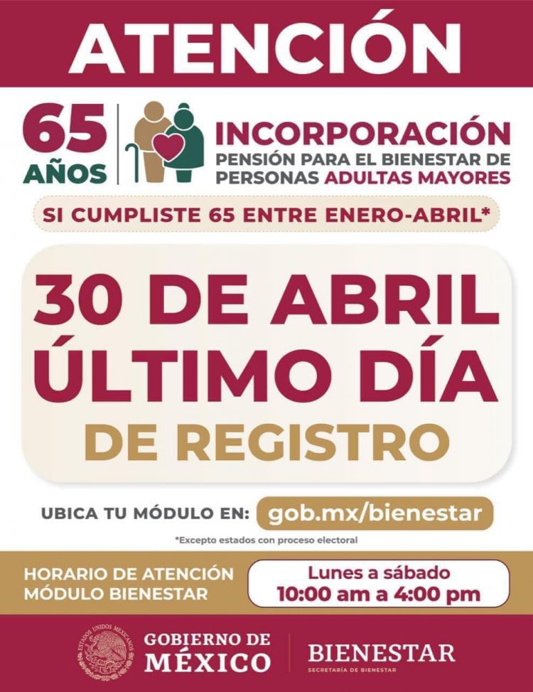 SI TIENES 65 Y MÁS, ÚLTIMOS DÍAS PARA REGISTRARTE